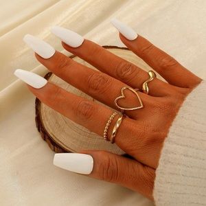 3pcs/set Fashionable Stainless Steel Heart
Decor Ring For Women